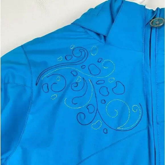 SPYDER Girls Blue Hooded Jacket with Embroidery - Size 12 - Picture 8 of 10